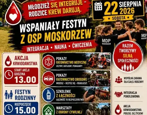 Festyn Rodzinny w Moskorzewie z akcją krwiodawstwa i atrakcjami dla całych rodzin