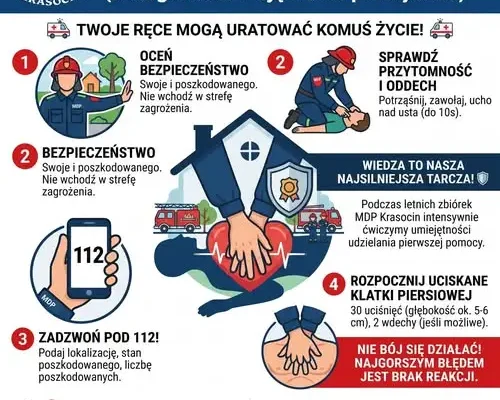 Młodzieżowa Drużyna Pożarnicza w Krasocinie uczy pierwszej pomocy i buduje odporność społeczną