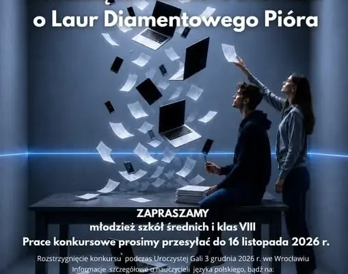 Dolnośląski Konkurs Literacki o Laur Diamentowego Pióra 2026 – zaproszenie dla ósmoklasistów