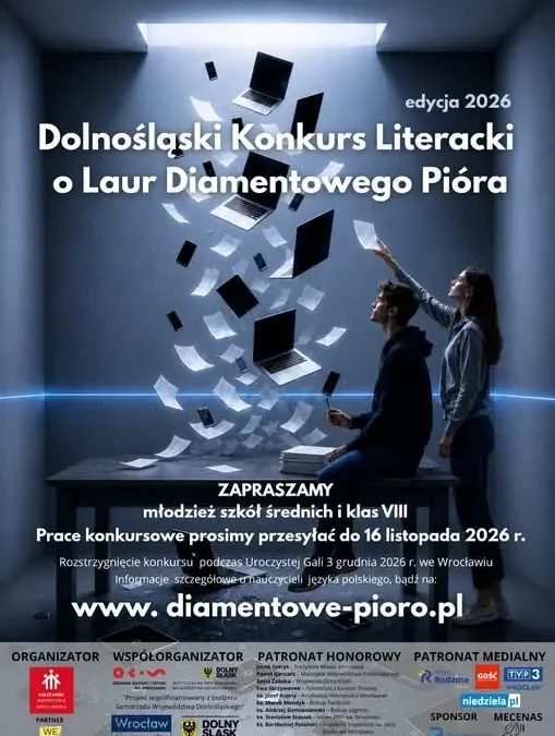 Dolnośląski Konkurs Literacki o Laur Diamentowego Pióra 2026 – zaproszenie dla ósmoklasistów