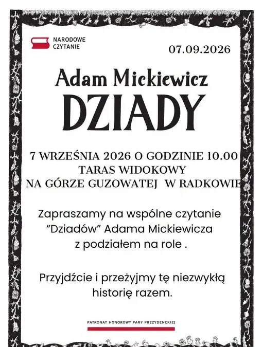 Narodowe Czytanie „Dziadów” na Górze Guzowatej w Radkowie