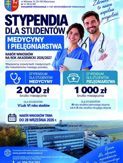 Powiat włoszczowski wspiera przyszłych medyków – ruszył nabór wniosków o stypendia