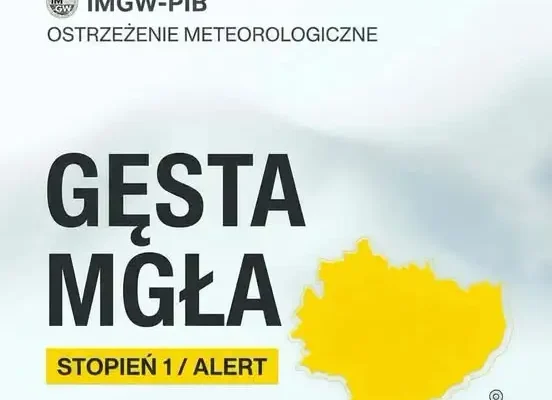 Gęsta mgła nad powiatem włoszczowskim – IMGW ostrzega kierowców