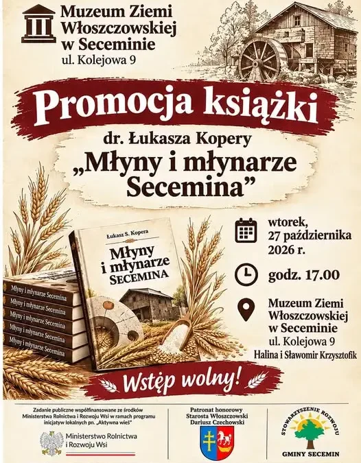 Promocja książki o młynach w Seceminie – 27 października